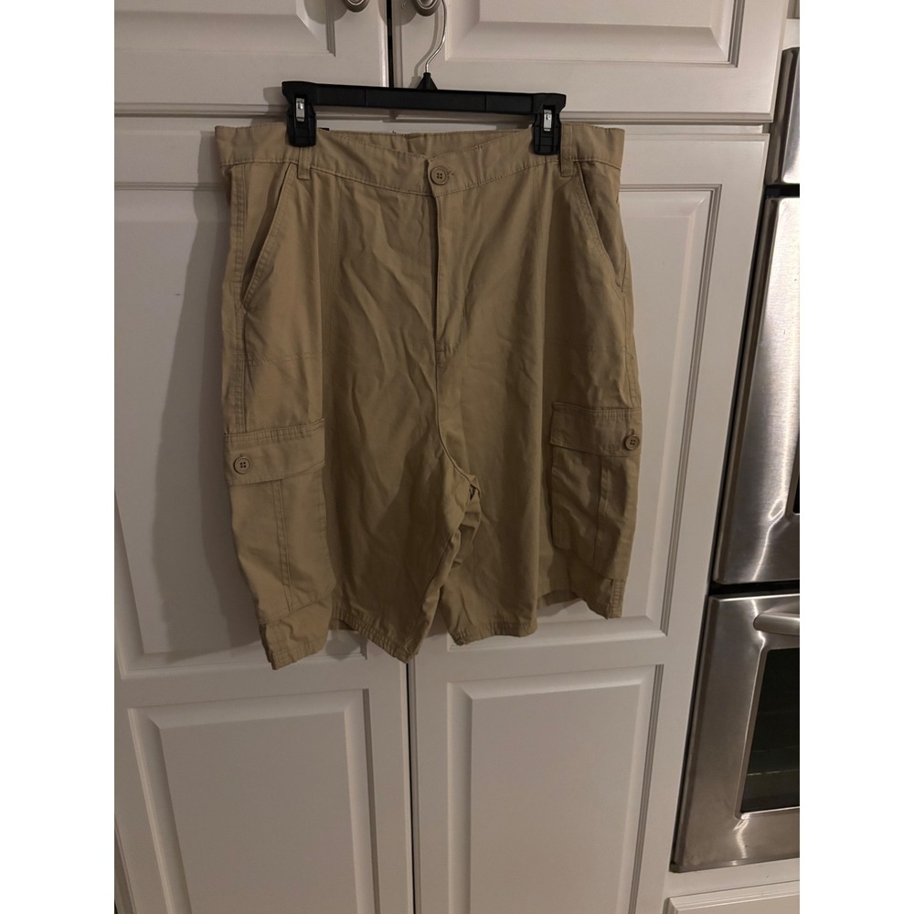 LR Scoop Mens Khaki Ripstop Cargo Shorts Size 42 Tan Utility Multi Pocket NEW